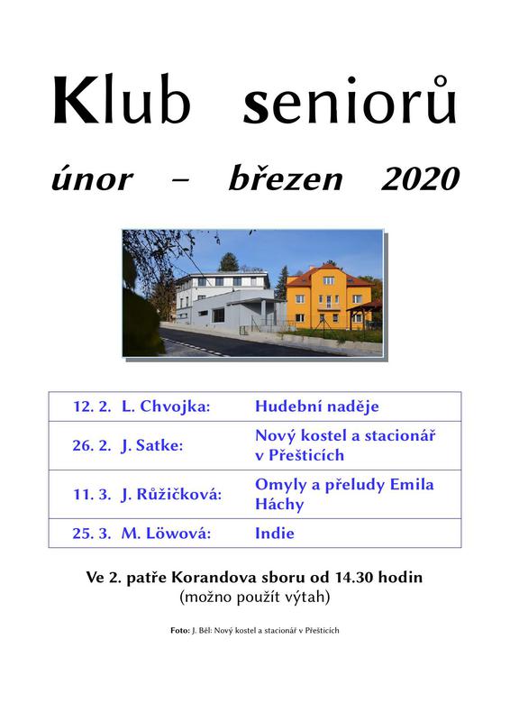 Program Klubu seniorů v únoru a březnu 2020